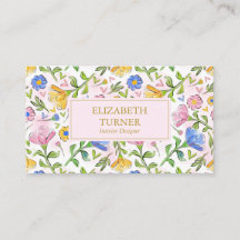 Elegant Chic Blush Pink Yellow Blue Floral Pattern