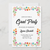 Elegant chic boho bright wild flowers graduation  招待状 (正面)