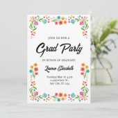 Elegant chic boho bright wild flowers graduation  招待状 (スタンド正面)