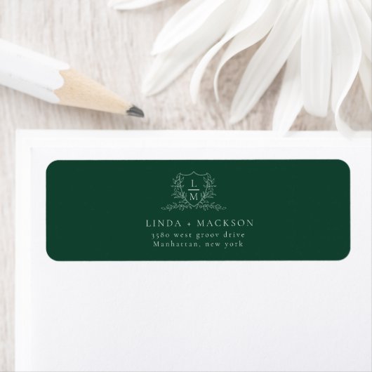 Elegant & Chic botanical crest monogram wedding La ラベル (インサイチュ)