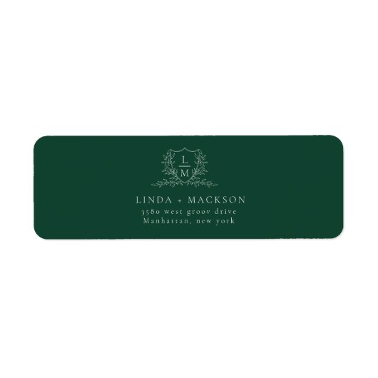 Elegant & Chic botanical crest monogram wedding La ラベル (正面)