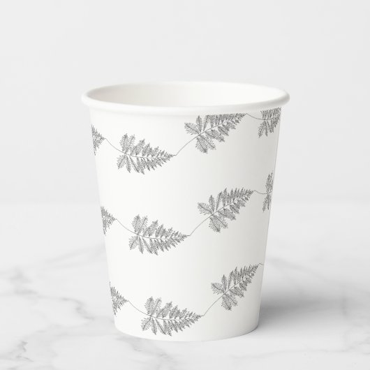Elegant Chic Botanical Leave Line Art Cup 紙コップ (裏面)