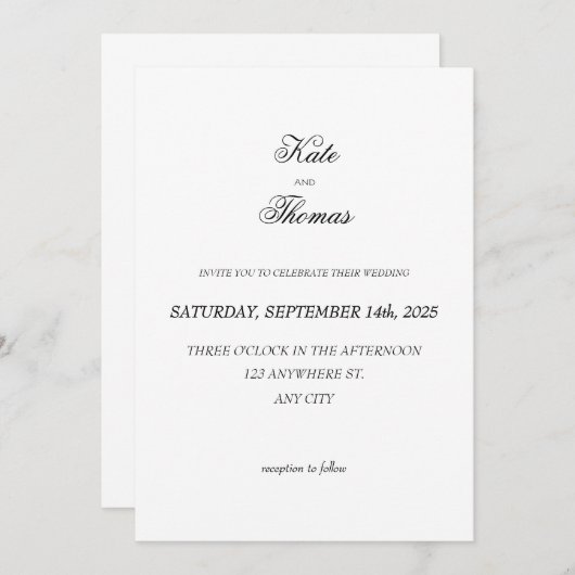 Elegant Chic Budget Minimalist Classic 招待状 (正面/裏面)