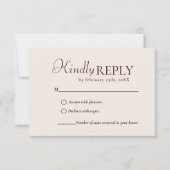 Elegant & Chic Burgundy & Ivory wedding RSVP Card (正面)