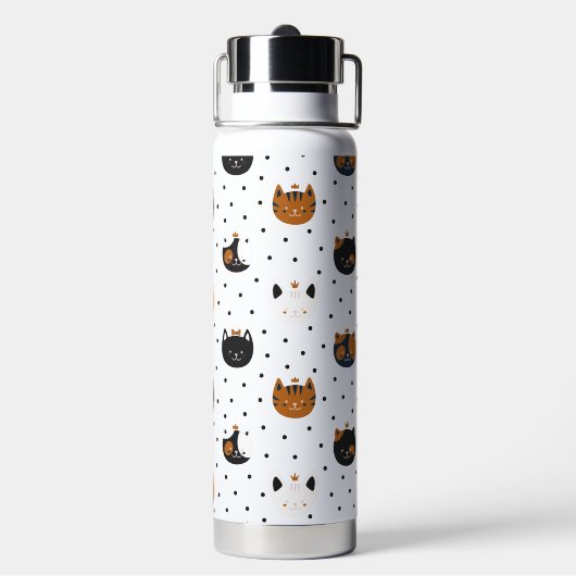 Elegant Chic Cat Patterns Water Bottle ウォーターボトル (背面)