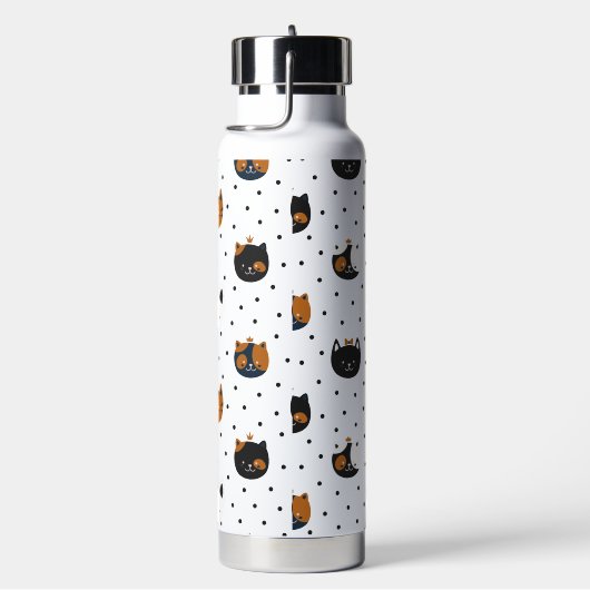 Elegant Chic Cat Patterns Water Bottle ウォーターボトル (右面)