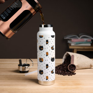 Elegant Chic Cat Patterns Water Bottle ウォーターボトル