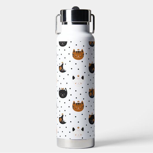 Elegant Chic Cat Patterns Water Bottle ウォーターボトル (正面)