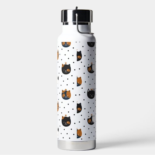 Elegant Chic Cat Patterns Water Bottle ウォーターボトル (左面)