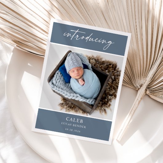 Elegant Chic Classic Photo Baby Announcement Card 招待状