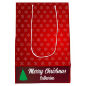 Elegant Chic Cute Modern Festive Red and Green ミディアムペーパーバッグ (裏面)