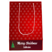 Elegant Chic Cute Modern Festive Red and Green  ミディアムペーパーバッグ (裏面)