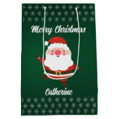 Elegant Chic Cute Modern Festive Red and Green  ミディアムペーパーバッグ (裏面)