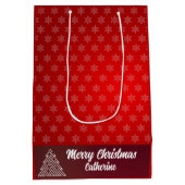 Elegant Chic Cute Modern Festive Red and White ミディアムペーパーバッグ (裏面)