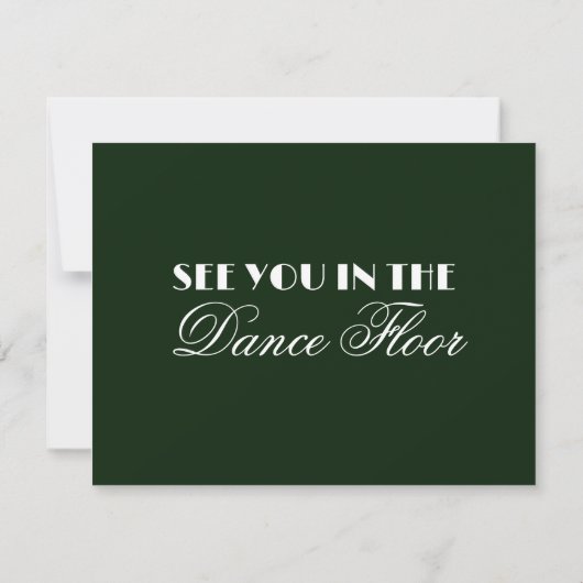 Elegant Chic Dark Green QR Code Wedding 出欠カード (裏面)