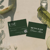 Elegant Chic Dark Green QR Code Wedding 出欠カード
