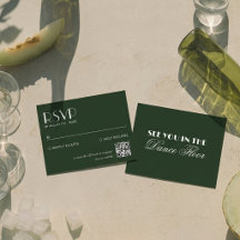Elegant Chic Dark Green QR Code Wedding