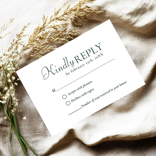 Elegant & Chic Emerald Green Green wedding RSVP Ca