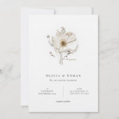 Elegant Chic Flower Minimalist Wedding  招待状 (正面)