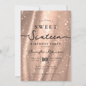 Elegant Chic Glitter Sweet 16 Birthday Rose Gold  招待状 (正面)