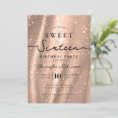 Elegant Chic Glitter Sweet 16 Birthday Rose Gold  招待状 (スタンド正面)