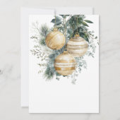 Elegant Chic Gold Baubles Greenery Christmas Party 招待状 (裏面)