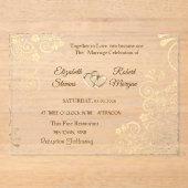 Elegant Chic Gold Flowers Wedding Invitation アクリル招待状 (正面)