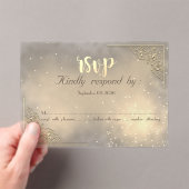 Elegant Chic Gold Frame  RSVP Card アクリル招待状 (インサイチュ (ポータブル))