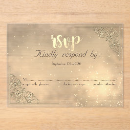 Elegant Chic Gold Frame  RSVP Card アクリル招待状