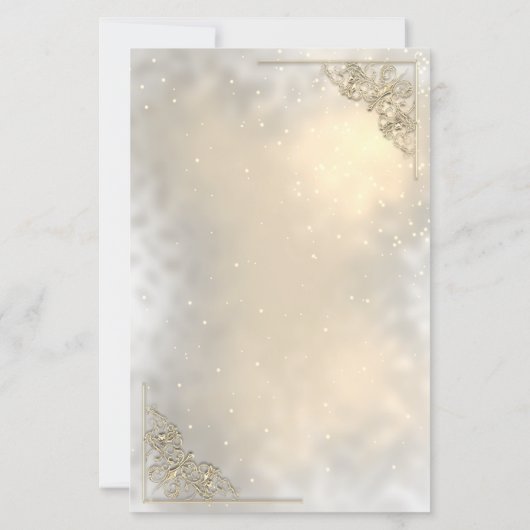Elegant Chic Gold Frame Wedding Menu Card (裏面)