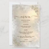 Elegant Chic Gold Frame Wedding Menu Card (正面)