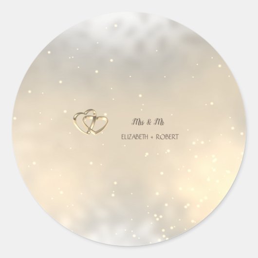 Elegant Chic Gold Hearts ラウンドシール (正面)