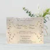 Elegant Chic Gold Hearts Leaves Wedding  招待状 (スタンド正面)