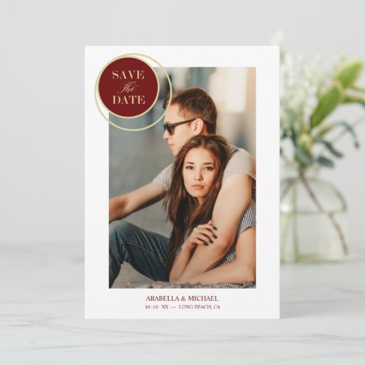 Elegant Chic Gold Red Photo Sophisticated Wedding (スタンド正面)