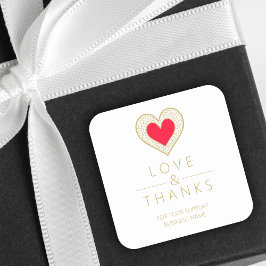 Elegant Chic Gratitude Red Gold Heart Lace  スクエアシール