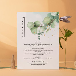 Elegant Chic Green Eucalyptus Wedding Gold accents エンクロージャーカード