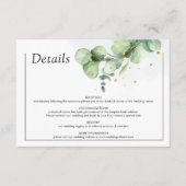 Elegant Chic Green Eucalyptus Wedding Gold accents エンクロージャーカード (正面)