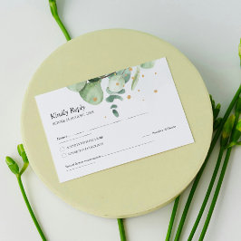 Elegant Chic Green Eucalyptus Wedding Gold accents 出欠カード
