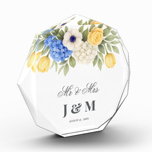 Elegant Chic Keepsake Newlyweds Gift Bride Groom フォトブロック (左)