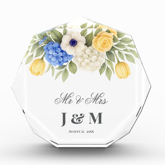 Elegant Chic Keepsake Newlyweds Gift Bride Groom  フォトブロック (正面)