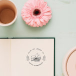 Elegant Chic Library Books Custom Name Vintage ラバースタンプ<br><div class="desc">Our beautiful vintage library book stamp was created for anyone looking for an elegant mailing accessory with custom names to personalize their bookcase. The unique and chic design features a beautiful vintage image of books in the center and gorgeous hand-drawn plants on both sides as decoration for a botanical touch....</div>