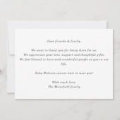 Elegant Chic Minimal Baby Photo Thank You Card 招待状 (裏面)