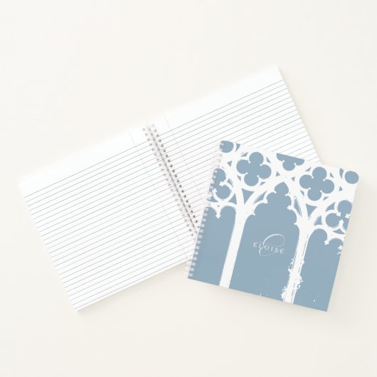 Elegant Chic Minimal Gothic Arch Typography Blue ノートブック (内部)