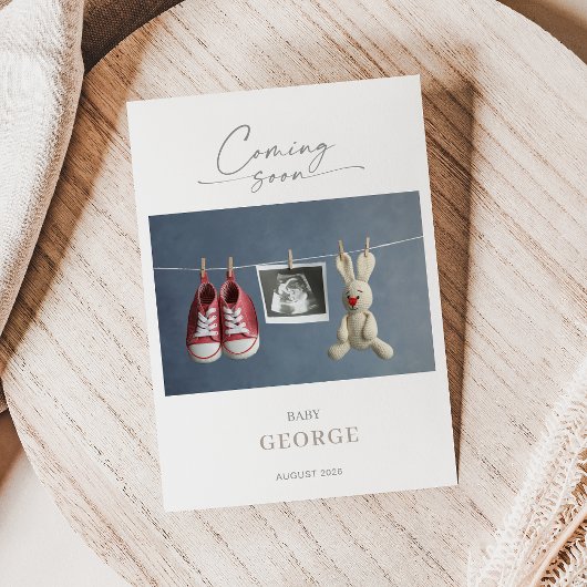 Elegant Chic Minimal Pregnancy Announcement Card 招待状
