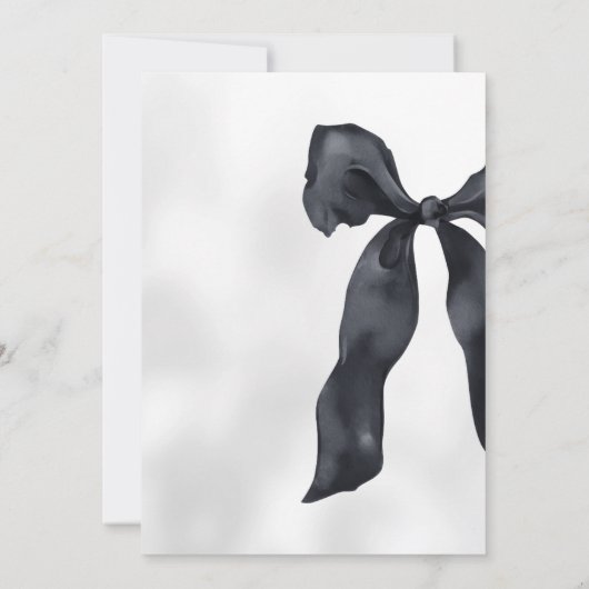 Elegant Chic Modern Black Bow Birthday Invitation 招待状 (裏面)