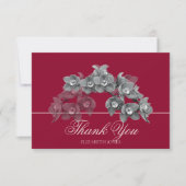 Elegant Chic Modern Black White Orchid Thank You サンキューカード (正面)