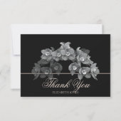 Elegant Chic Modern Black White Orchid Thank You サンキューカード (正面)