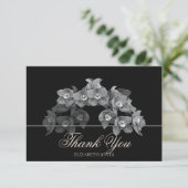 Elegant Chic Modern Black White Orchid Thank You サンキューカード (スタンド正面)
