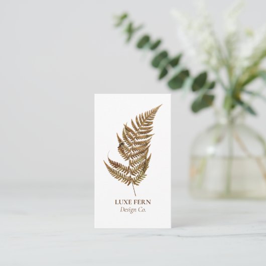 Elegant Chic Modern Luxury Botanical Fern Greenery 名刺 (スタンド正面)