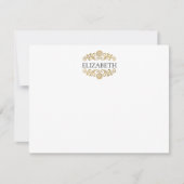 Elegant Chic Modern Monogram Black Gold ノートカード (正面)